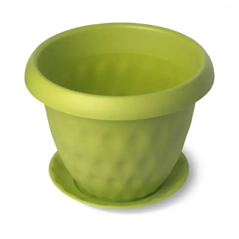 Горшок для растений Розетта 1,7л Д170 c поддоном зеленый С126ЗЕЛ