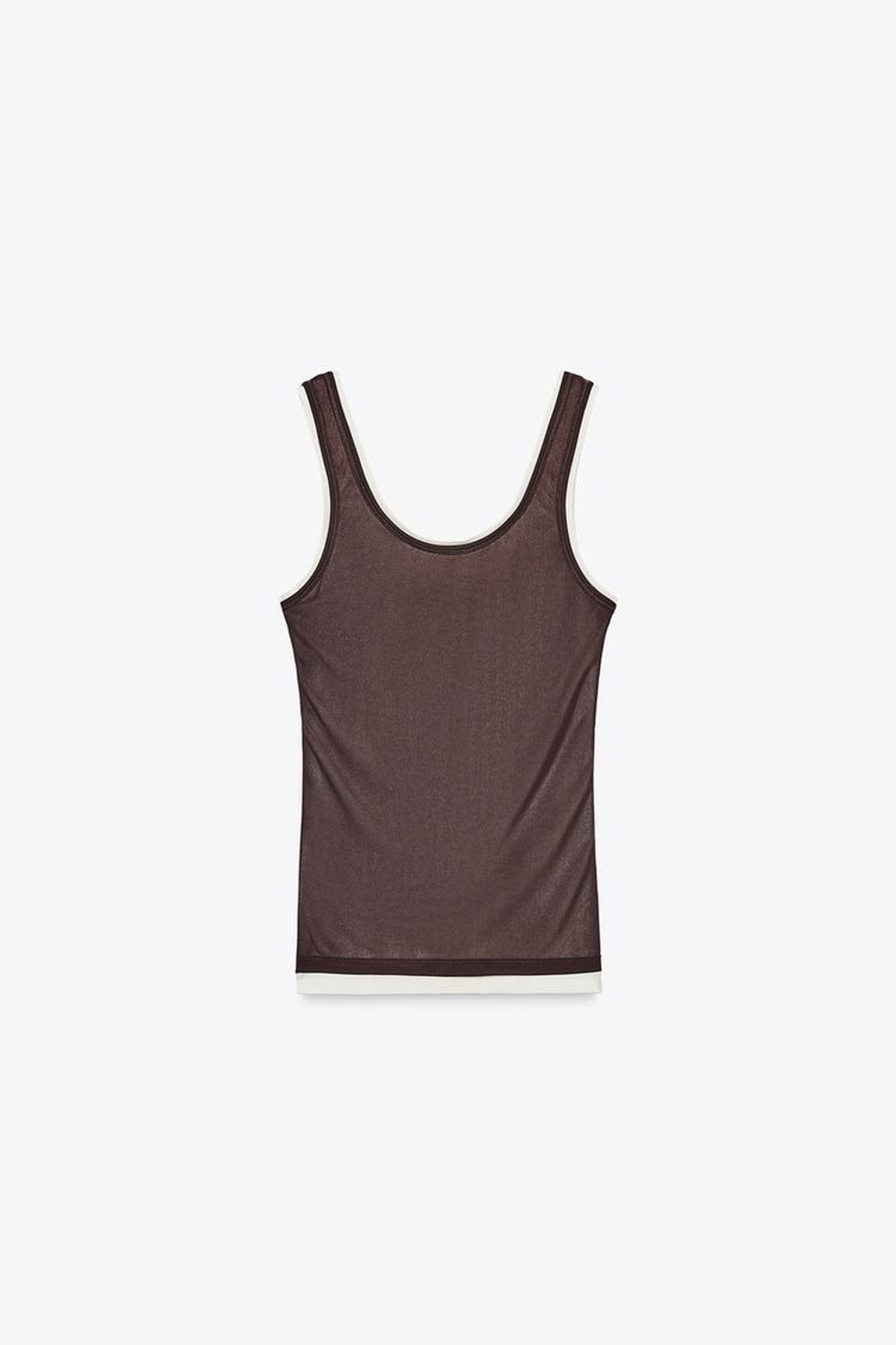 ZARA ФУТБОЛКА С ДВОЙНЫМИ БРЕТЕЛЯМИ, КОРИЧНЕВЫЙ