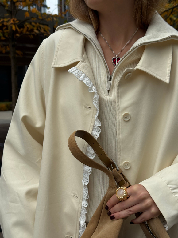 Ветровка с кружевом молочный