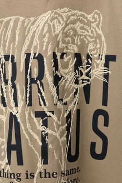 ZARA ФУТБОЛКА С НАДПИСЬЮ И ПРИНТОМ, БЕЖЕВЫЙ