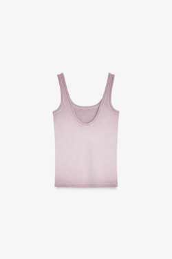 ZARA ТОП В РУБЧИК, ЦВЕТ МАЛЬВЫ