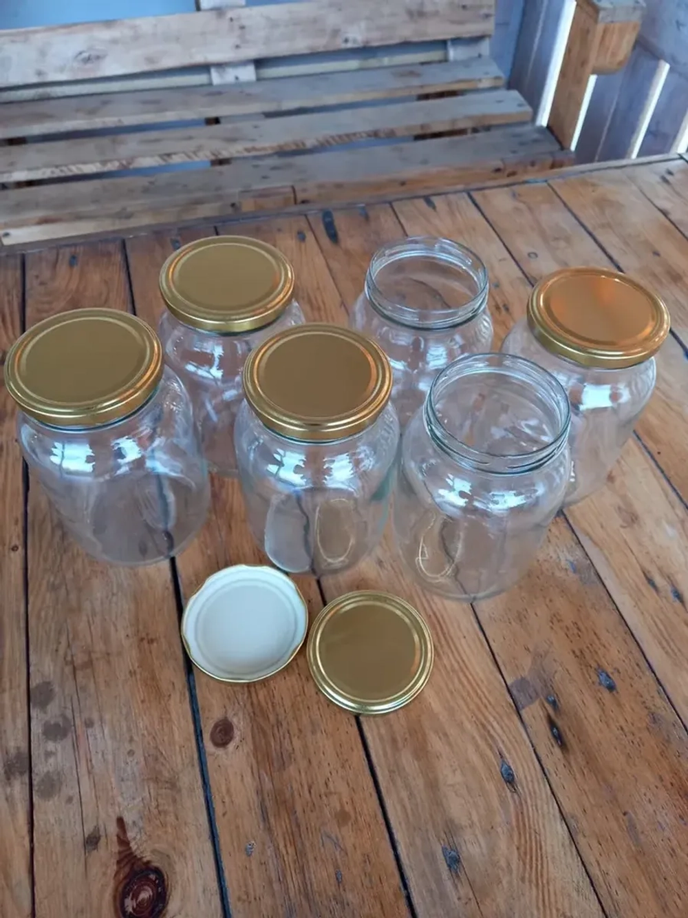 Банка стеклянная 1 литр, 6 штук, крышка 82мм