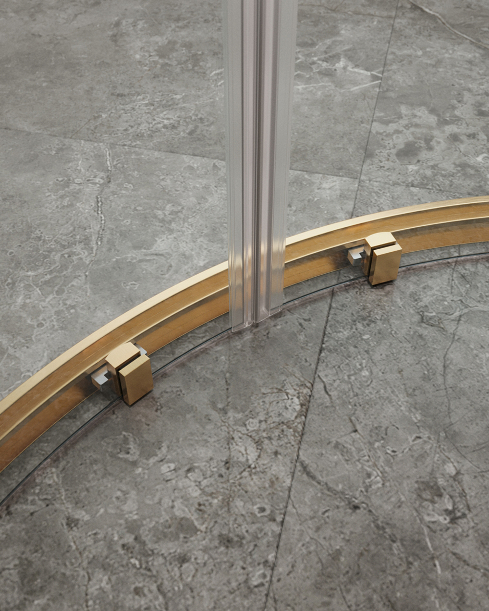 Душевой уголок Cezares MOLVENO-R-22-100+20-C-BORO-IV, 120х120х195, профиль брашированное золото, прозрачное стекло