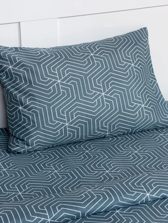 Постельное бельё 1,5сп Экономь и Я «Синяя геометрия» 143х215см, 145х214см, 50х70см-1 шт 60г/м2 микрофибра