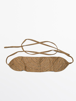 Massimo Dutti Замшевый ремень с заклепками, песочный