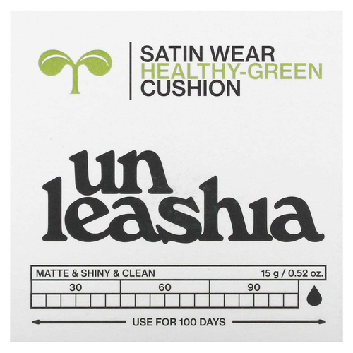 Unleashia, Satin Wear Healthy-Green Cushion, кушон, SPF 30 PA++, оттенок 23 кремовый, 15 г (0,52 унции)