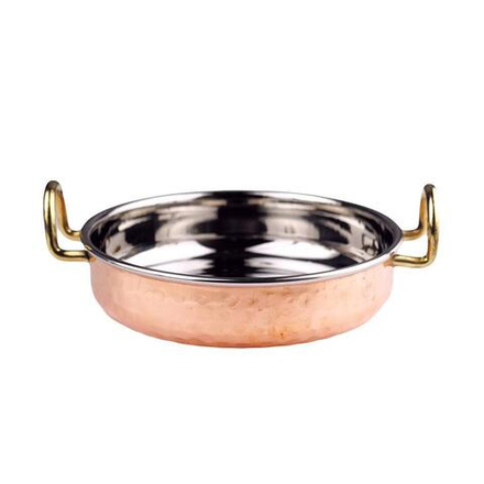 Сковорода для подачи 16,5*5 см круглая Copper нерж. цвет медь 2 ручки золото P.L. Proff Cuisine