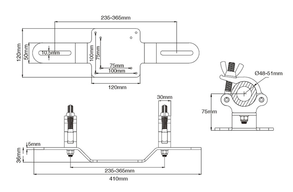 KUPO KCP-886 Vesa screen truss mount for 75/100 mm Кронштейн для монитора