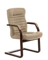 Кресло для посетителей Onion Wood C бежевая кожа