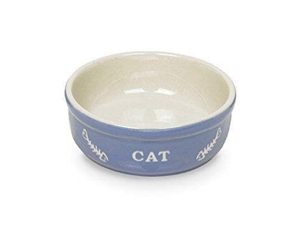 Миска 13,5x5см 0,24л керамика голубая с рисунком CAT