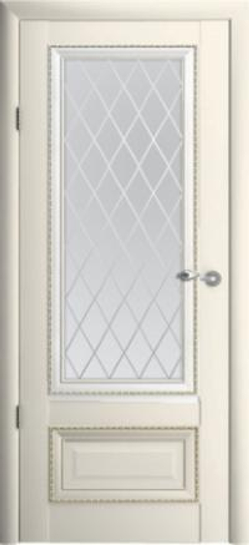 Межкомнатная дверь Диамонд 1 / Цвет Ваниль / Стекло "Мателюкс Ромб" / Двери Верда