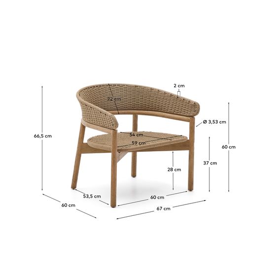 Кресло Arinella из акации с натуральной отделкой и бежевой веревкой La Forma Испания 
