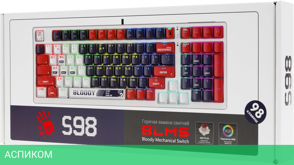 Клавиатура A4Tech Bloody S98 Plus Sports Navy BLMS Red