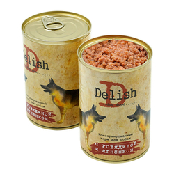 Консервы DELISH для собак с говядиной и ягненком - 400 гр