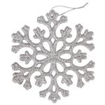 Украшение елочное подвесное "Снежинка серебристая" ЗОЛОТАЯ СКАЗКА, НАБОР 6 шт., 12 см, глиттер, 591131