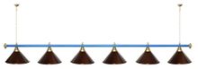 Лампа STARTBILLIARDS 6 пл. (плафоны антик медь,штанга красная,фурнитура золото)