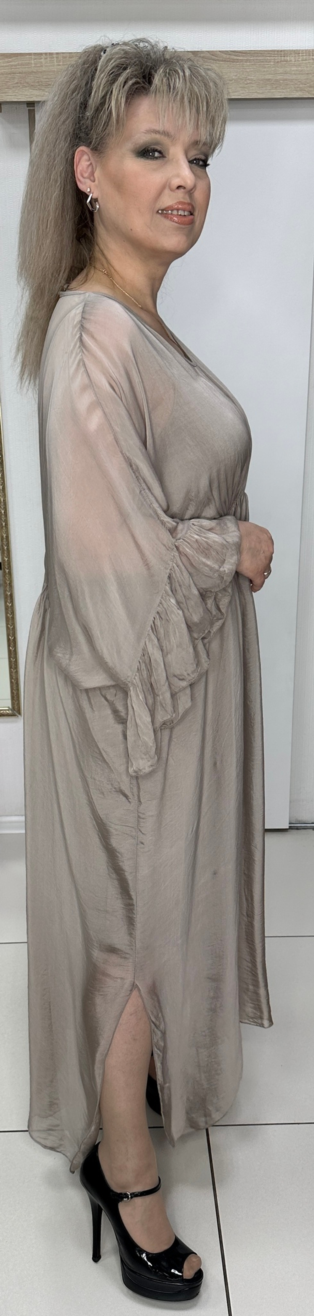 Двойное, длинное, эффектное платье