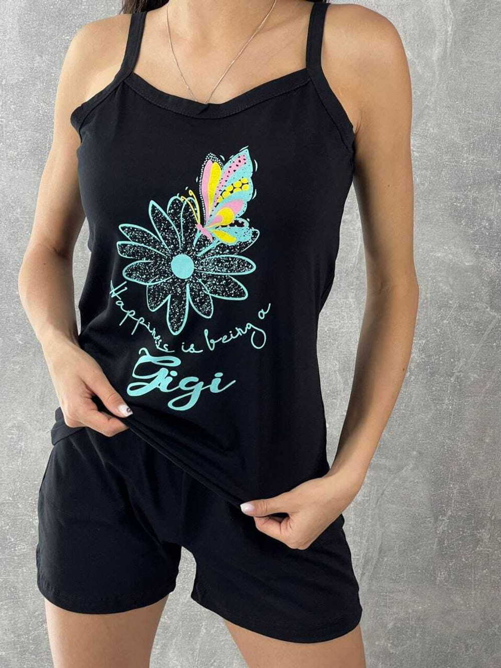 Пижама х/б шорты+майка на бретели УшМтб004