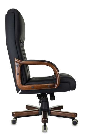 Кресло руководителя Бюрократ T-9932Walnut черный кожа крестов. металл/дерево