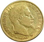 10 франков 1864 год (ВВ). Франция. Наполеон III. Золото VF-XF