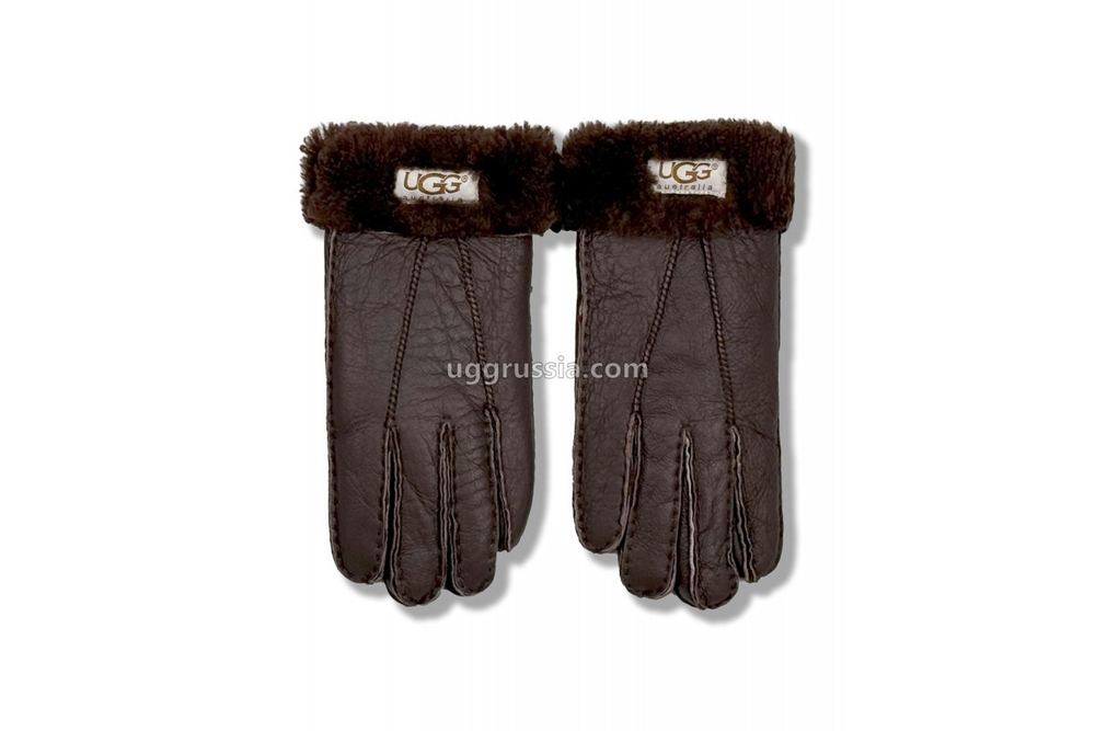 UGG Перчатки Кожаные Мужские Коричневые