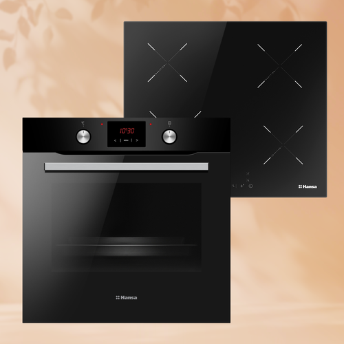 Комплект встраиваемой техники: Электрический духовой шкаф Hansa BOESS694001 + Индукционная варочная поверхность Hansa BHI68302