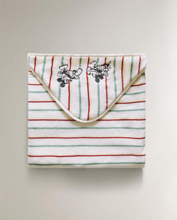 ZARA HOME ДЕТСКОЕ ВЕЛЮРОВОЕ ПОЛОТЕНЦЕ С КАПЮШОНОМ МИККИ И МИННИ ©DISNEY, ЖЕЛТЫЙ
