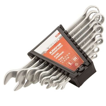 Набор ключей комбинированных, 6 - 22 мм, 9 шт., CrV, матовый хром Matrix 15410