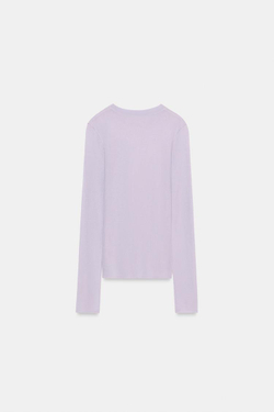 ZARA ПОЛУПРОЗРАЧНЫЙ ТРИКОТАЖНЫЙ ТОП, СИРЕНЕВЫЙ