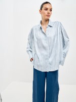 Блуза вискозная в голубую полоску