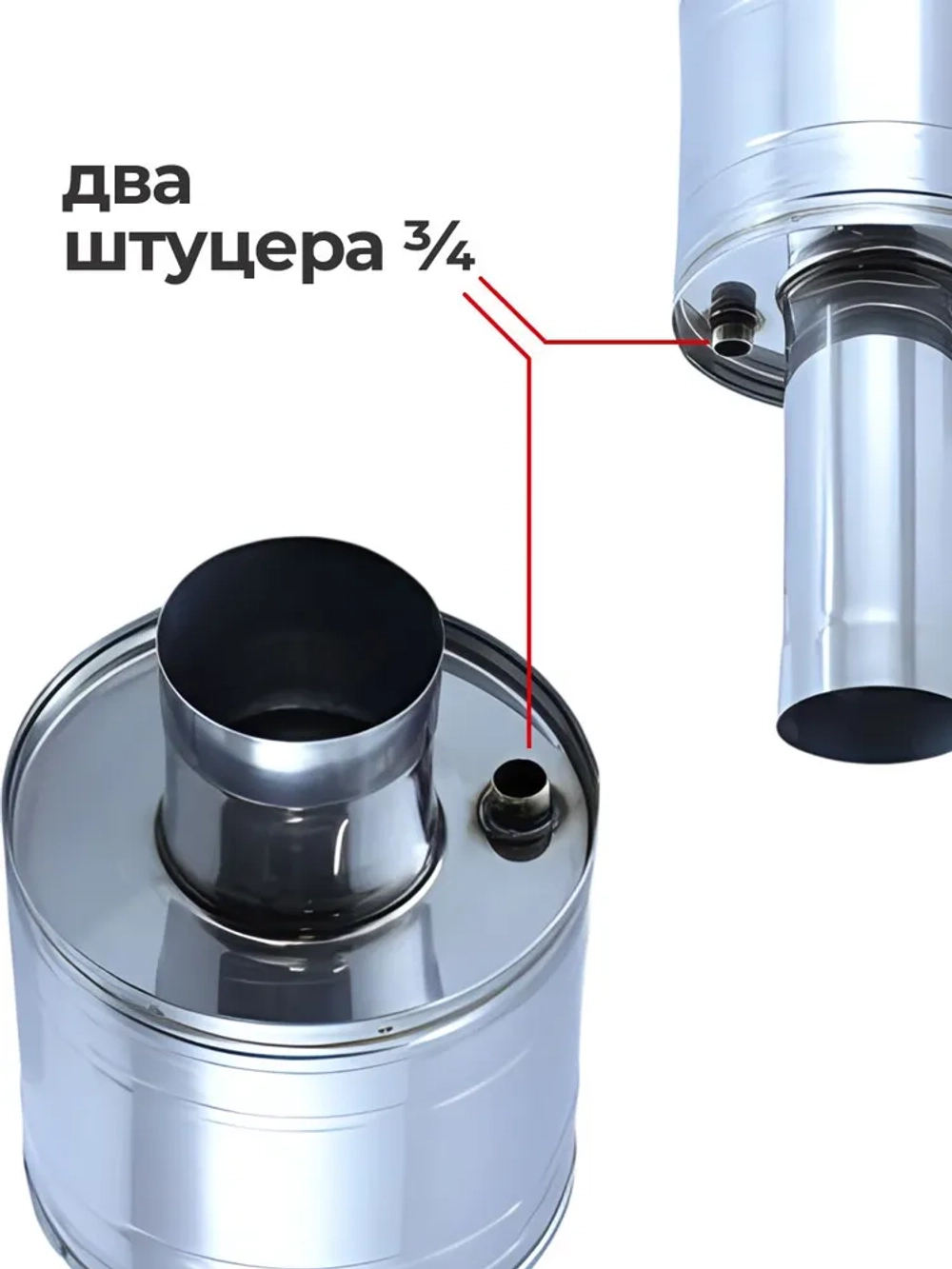 Бак теплообменник для бани 8 л, d115, AISI 439 0,5 мм