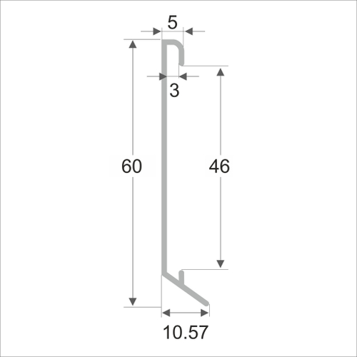 Алюминиевый плинтус для ковролина 60мм ПО-194 серебро матовое 2700 мм