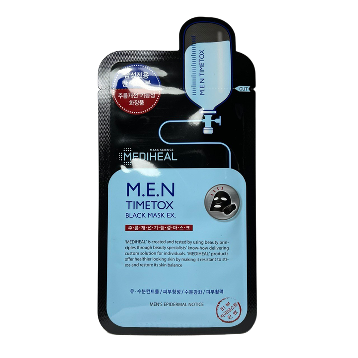 Маска для лица Mediheal M.E.N Timetox Charcoal-Mineral тканевая угольная Mask 25 мл