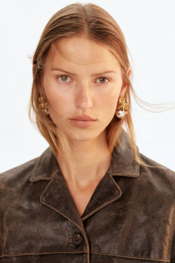 H&M Кожаная куртка, темно-коричневый