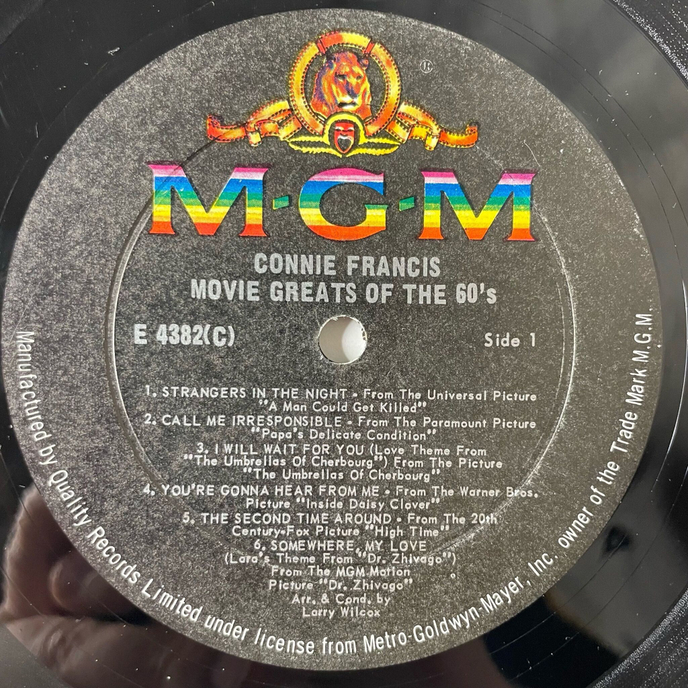 Винтажная виниловая пластинка LP Connie Francis Movie Greats Of The 60's (Canada 1965) Strangers In The Night