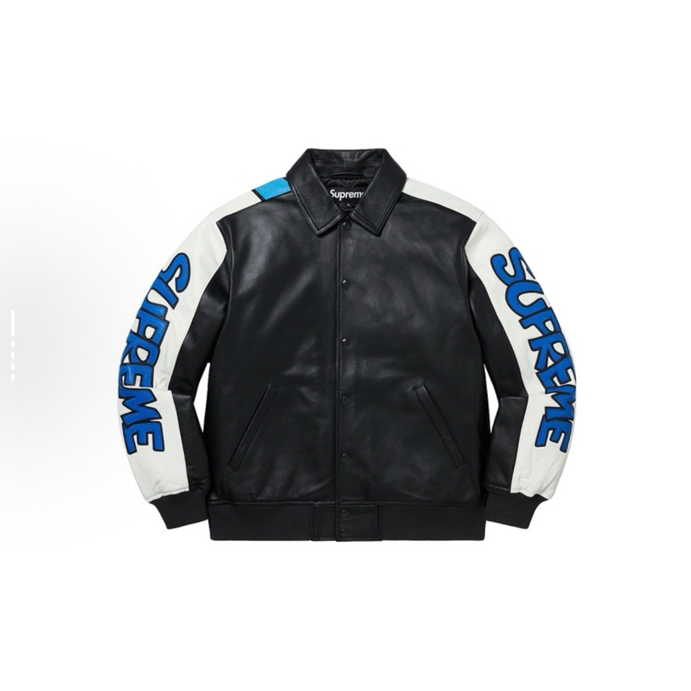Supreme Smurfs Leather Jacket Black