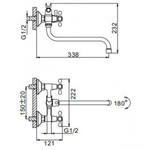 Смеситель для ванны, Frap, с кран-буксой, хром, F2209-2