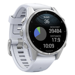 Умные часы Garmin Fenix 8 Amoled 43mm, Glass Lens, Silver DLC Titanium + Whitestone Silicone Band