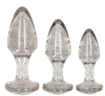 Набор из 3 серебристых анальных пробок Acrylic Goldchip Butt Plug Set (Цвет: серебристый)