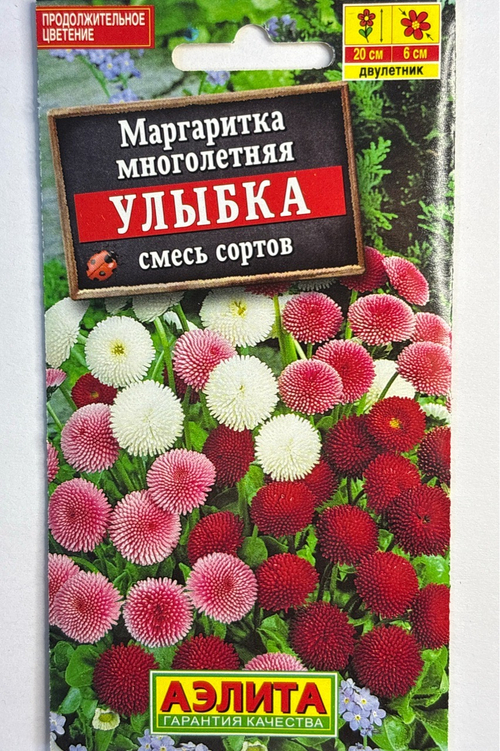 Маргаритка Улыбка махровая помпонная, смесь сортов СМЦ-708