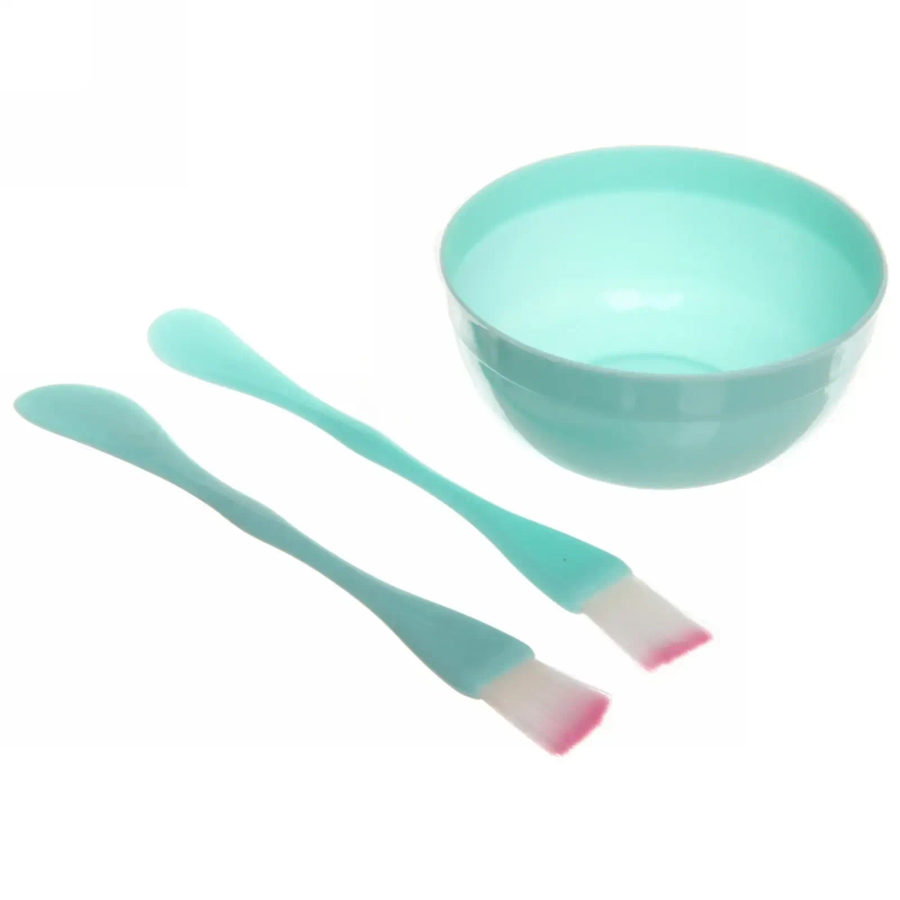 Набор косметический «Beauty», две кисти и чаша, цвет мятный, 15,5*2см