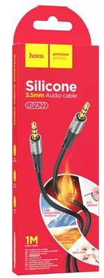 Шнур AUX (аудиокабель)-адаптер Айфон lighting 3,5А, 1,0м черный силикон "Hoco" UPA22