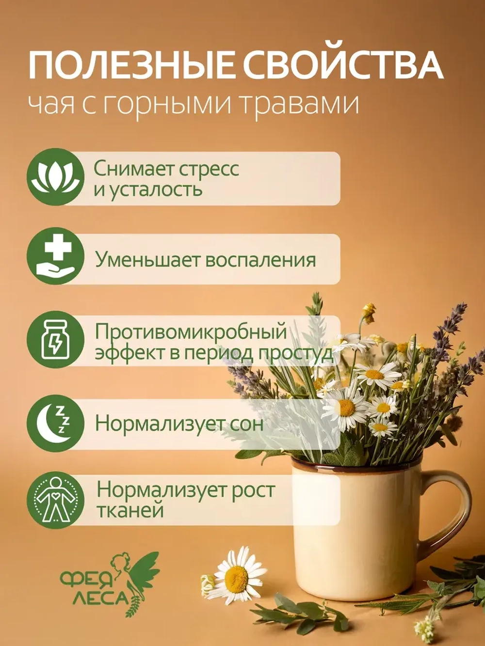 Тизан с ромашкой, чабрецом и шалфеем "Горные травы"