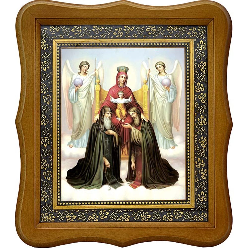 Печерская икона Божьей Матери с коленопреклоненными Антонием и Феодосием Печерскими и ангелами.