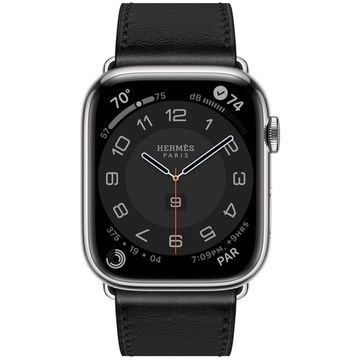 Apple Watch Hermès 45mm Silver Stainless Steel Case with Single Tour Deployment Buckle Noir