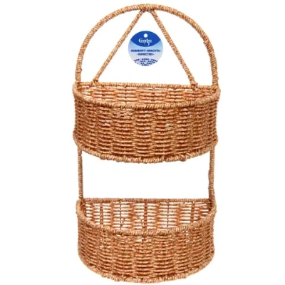 Органайзер подвесной плетёный ручной работы «БРОВАЦЦО», цвет соломенный, две полукруглые секции, 22*