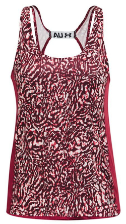 Женский топ теннисный Women's UA Fly-By Printed Tank - black rose/reflective