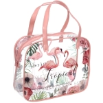 Косметичка прозрачная «MALINKA SHOP», фламинго, цвет окантовки розовый, 20*16*7