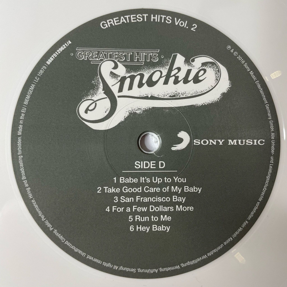 Винтажная виниловая пластинка LP Smokie Greatest Hits Vol.1 and Vol.2 (Germany 2016) (Белый Винил) Stumblin' In