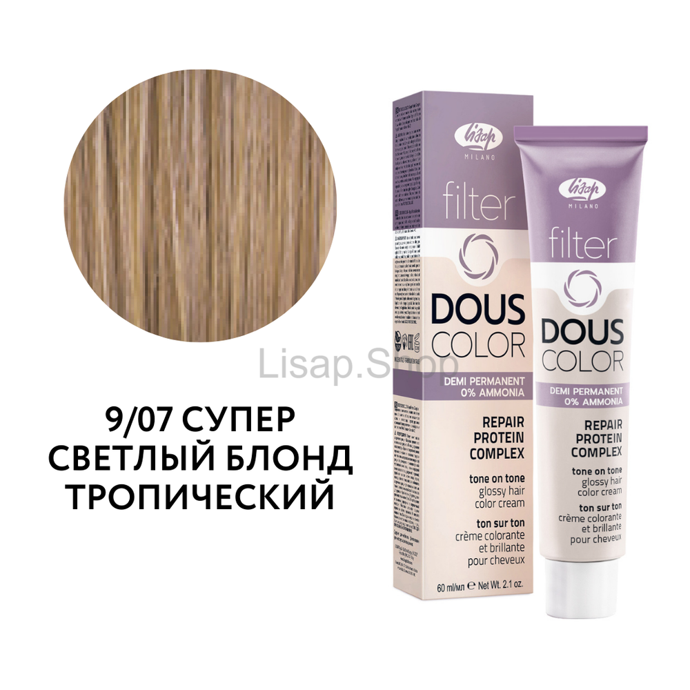 Полуперманентный безаммиачный крем-краситель тон-в-тон "Filter Dous Сolor" (60мл)